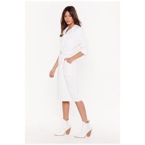 Nasty Gal White Shift Denim Midi Dress Sz 4 NWT